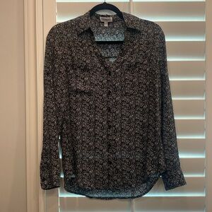 Express Portofino Shirt - Black and White Button-down Blouse